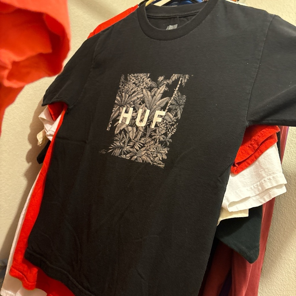 HUF Charcoal Tee with Logo